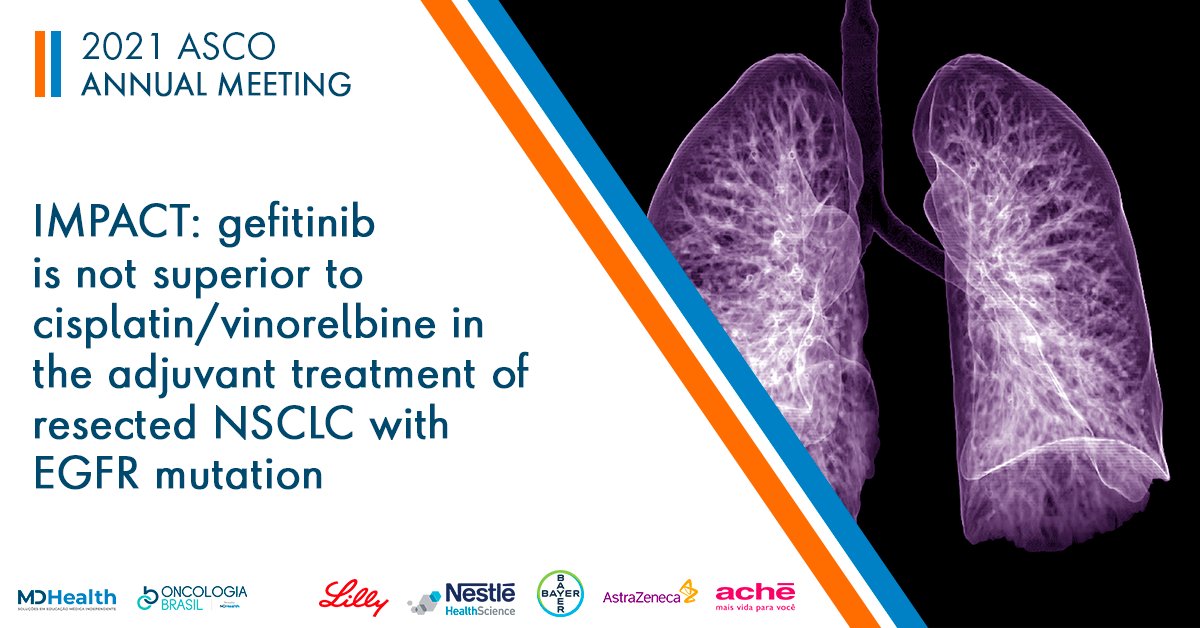 The efficacy and safety of adjuvant gefitinib for patients with completely resected EFGR-mutated non-small cell lung cancer (NSCLC) versus cisplatin-based adjuvant chemotherapy are not fully known. Learn more: bit.ly/2UiatMY
#ASCO21 #lungcancer #gefitinib #adjuvant