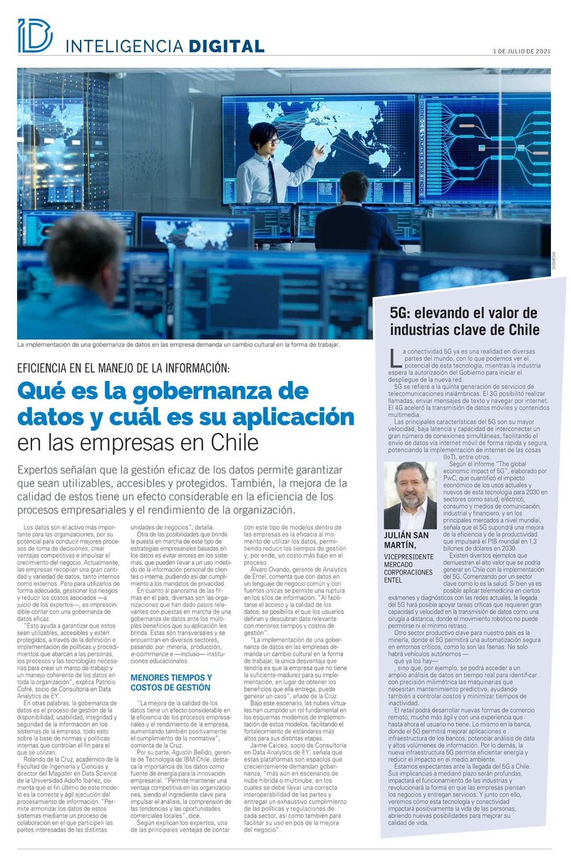 Hola Red! Comparto un artículo publicado hoy en @ElMercurio_cl, en el cual participamos con <a href="/pcofre/">Patricio Cofre</a>, Rolando de la Cruz, <a href="/agustin_bellido/">Agustin Bellido</a> y Alvaro Ovando, abordando el tema de la #GobernanzaDeDatos y su aplicación en Chile.

▶️Ver aquí: tinyurl.com/vmm29adr

#DataGovernance