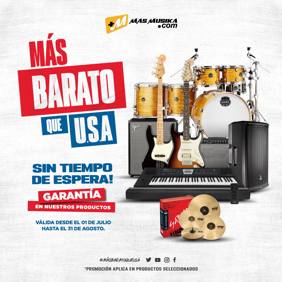 MAS_MUSIKA's tweet photo. #MasBaratoQueUSA !!!
Aprovecha Nuestros Descuentos Especiales y Adquiere las Mejores Marcas de Instrumentos Musicales del Mundo!!

https://t.co/RDQJ7yST3R

ENVÍOS GRATUITOS EN TUS COMPRAS ONLINE!! 
Sólo para órdenes MAYORES A $50. https://t.co/18FMENWiZy