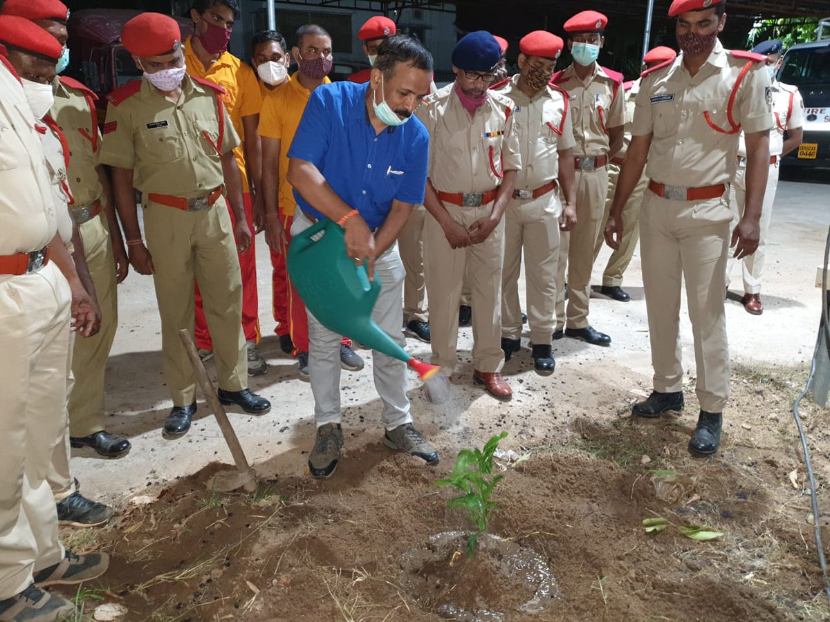 cfo_odisha's tweet photo. One tree one life.On the occasion of "Vanamahostav "planting trees with staff. FIRE PERSONNEL WITH FOREST OFFICIALS have started a plantation Movement throughout the state from 1st July and shall continue for one week. @IPR_Odisha @DGFS_HGs_CD @SRC_Odisha @homeodisha https://t.co/HkQQS1cVeK