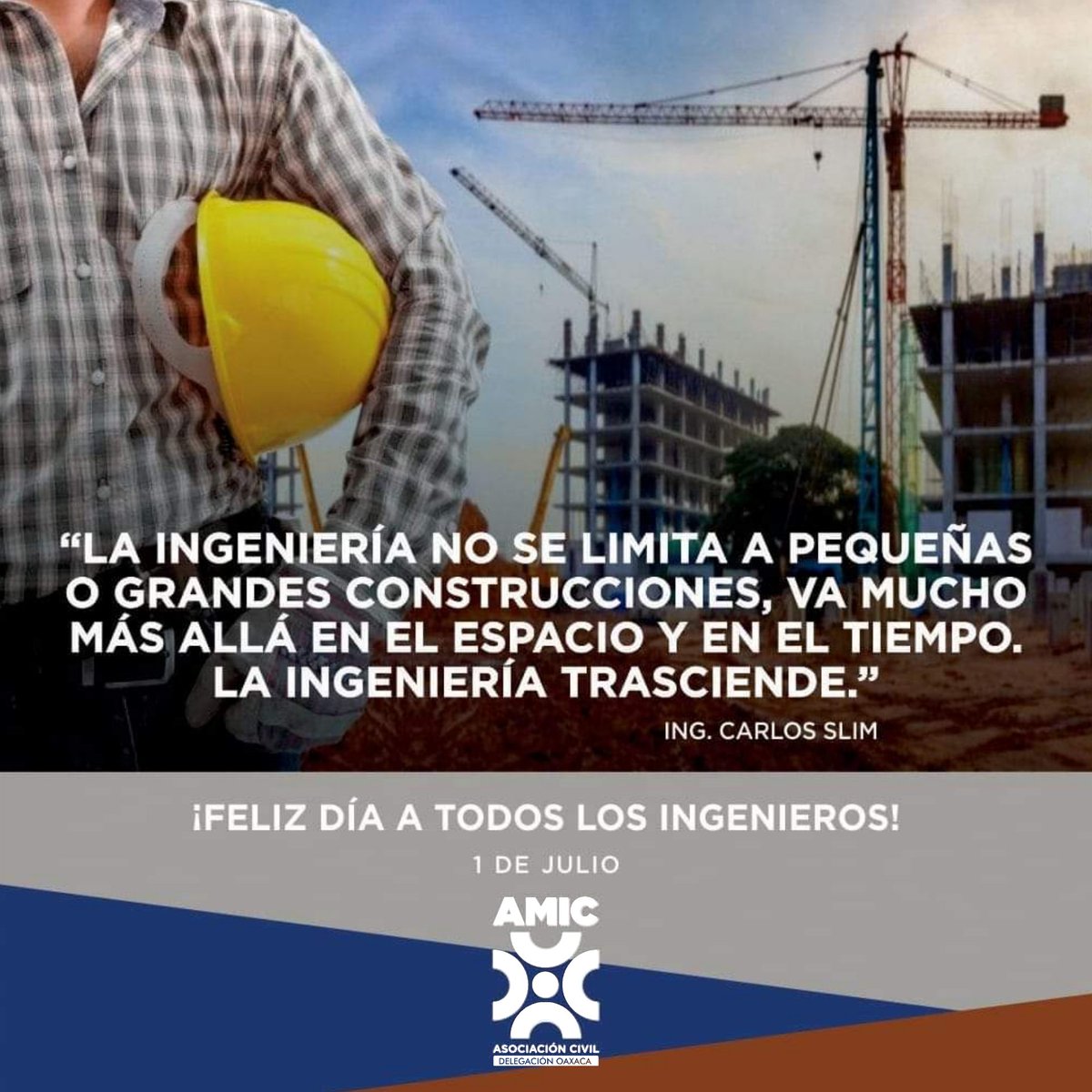 Felicitamos con gran cariño y admiración a amigos y colegas ingenieras e ingenieros hoy en su día. 

#SomosAmic 
#ConstruyamosOaxaca 
#ConstruyamosMéxico