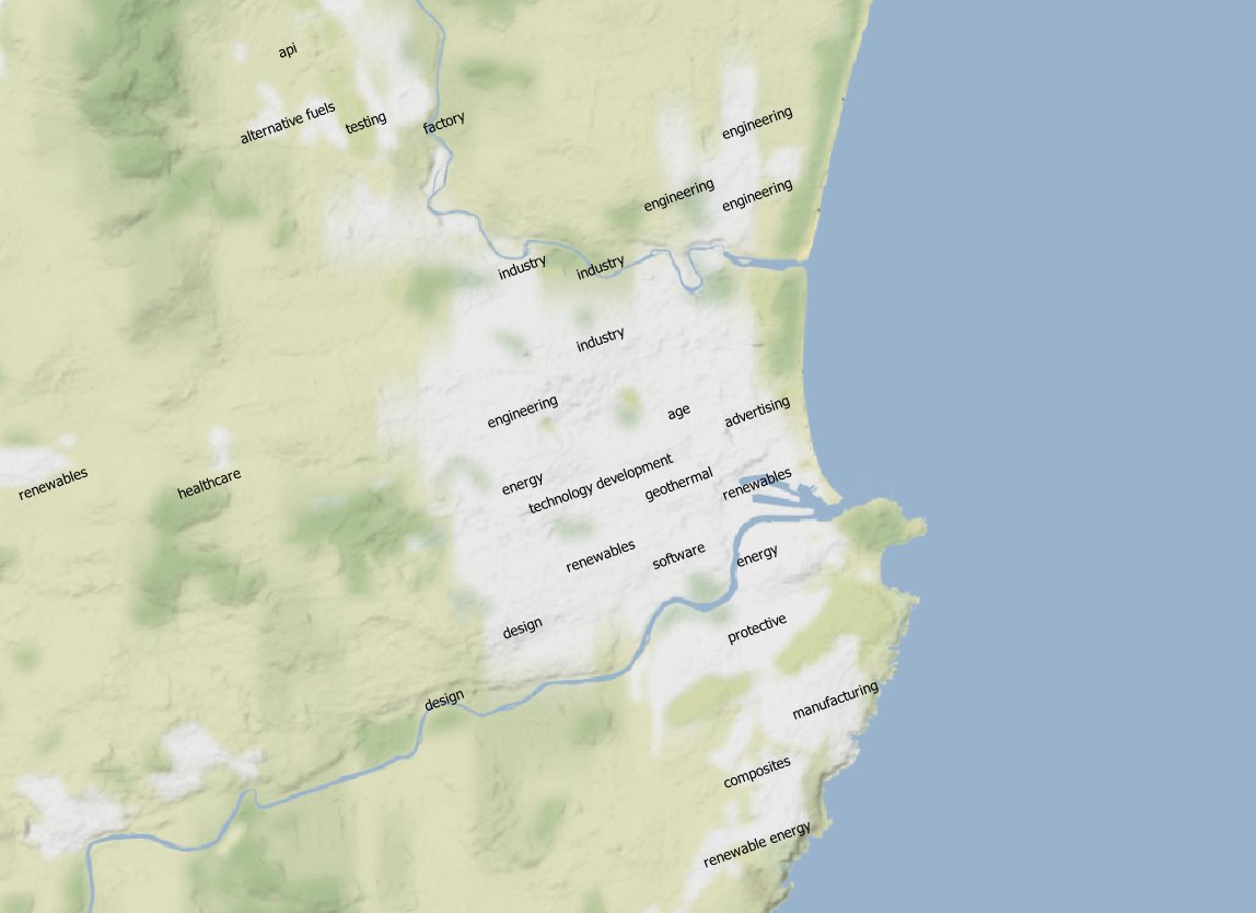 thomasforth's tweet photo. A super exciting day in @TheDataCity R&amp;D labs. Maps of the whole UK and the small areas where the websites of businesses mention selected topics more than we'd expect. Identifying industrial clusters from first principles. And,... looking at Aberdeen it works quite well. https://t.co/l5rSy8OGfE
