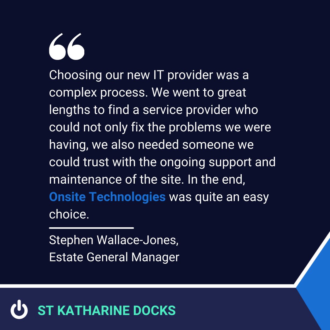 OnsiteTechLtd's tweet image. By tackling the challenges head on, we have enabled the various teams at St Katharine Docks to have a stable and well-connected #network to provide an efficient #service to its clients. Read our case study here: onsite-tech.co.uk/case-study/st-….

#onsitetech #testimonial #stkatharinedocks