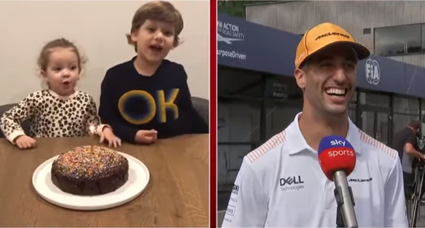 Daniel Ricciardo\s nephew and niece wishing him a happy birthday on Sky F1 