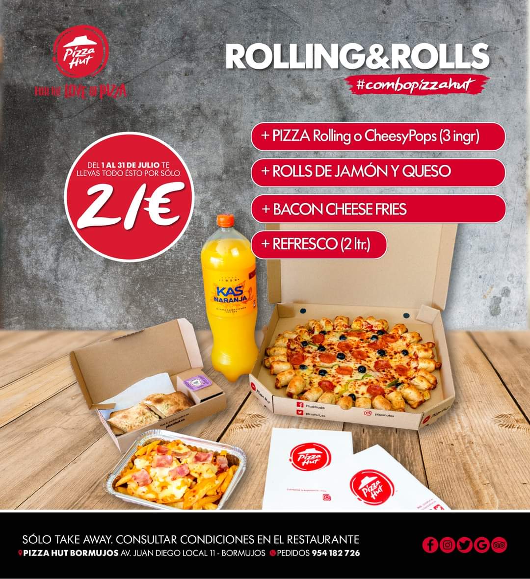 ¡Los Jueves no se cocina en casa! Con el #ComboPizzaHut de Julio coméis 4 personas tan ricamente y sin manchar ni un plato 👩‍🍳😏🍕

<a href="/PizzaHut_SVQ/">Pizza Hut Bormujos</a>
📲 Pedidos al 954 182 726
📍Av. Juan Diego, local 11 (Es. Corona Center) | BORMUJOS
🏃‍♂️ Sólo recoger
📆 Hasta 31 Julio