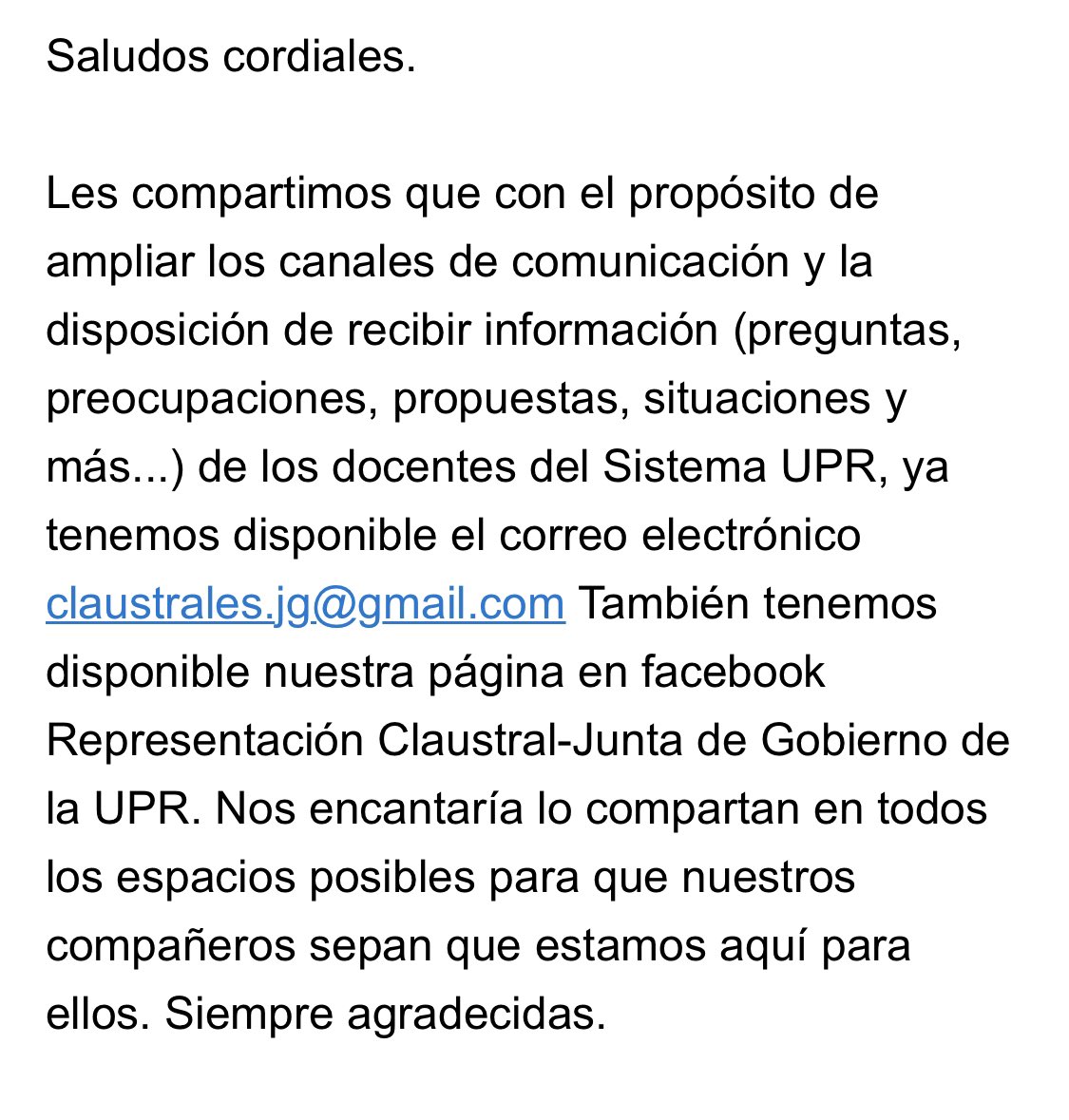 Representación Claustral-Junta de Gobierno UPR (@claustralde) on Twitter photo 