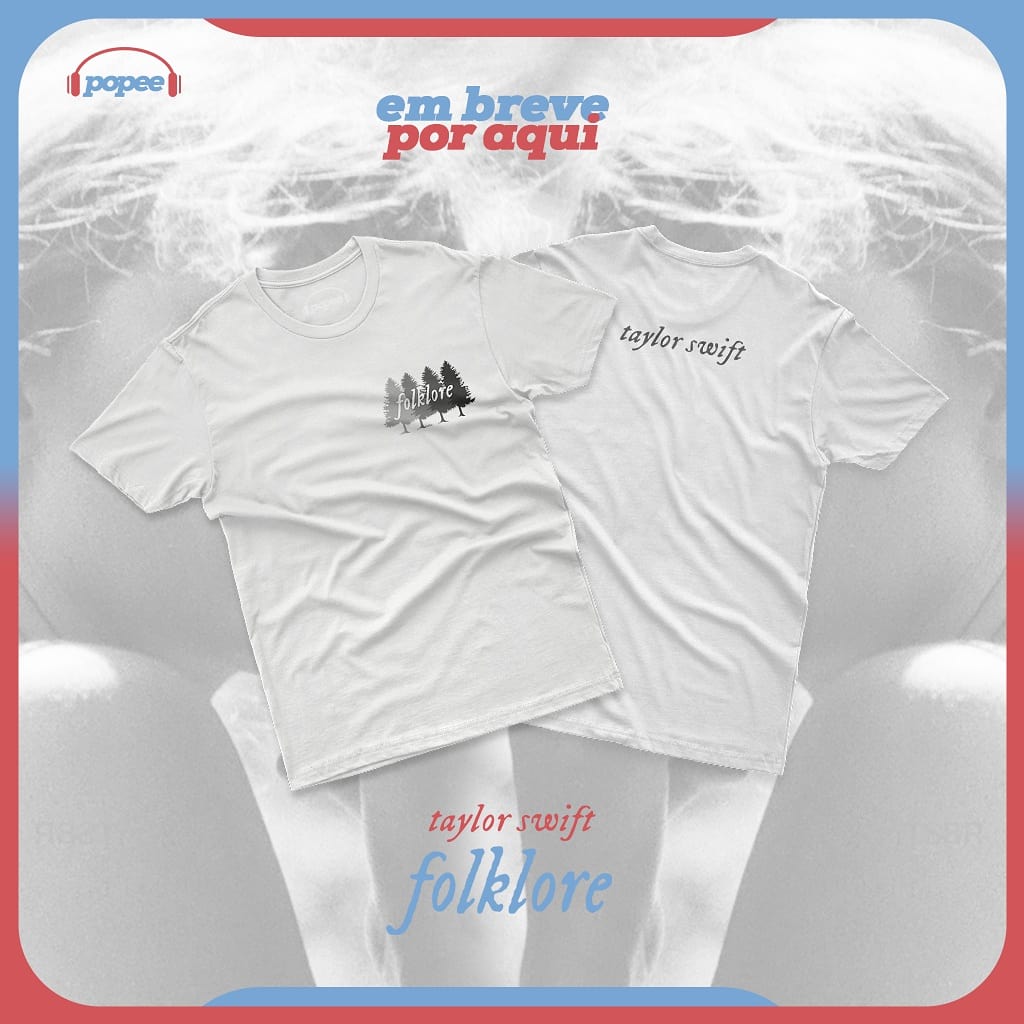 lojapopee's tweet photo. Cadês os swifties daqui? 🥳

Para quem gosta do AOTY 'folklore', traremos essa camiseta basiquinha fantástica da mamãe Taylor. 

Fiquem de olho em nosso perfil aqui e no Instagram, que traremos novidades muito em breve! ❤ https://t.co/RrSl7LRCQC