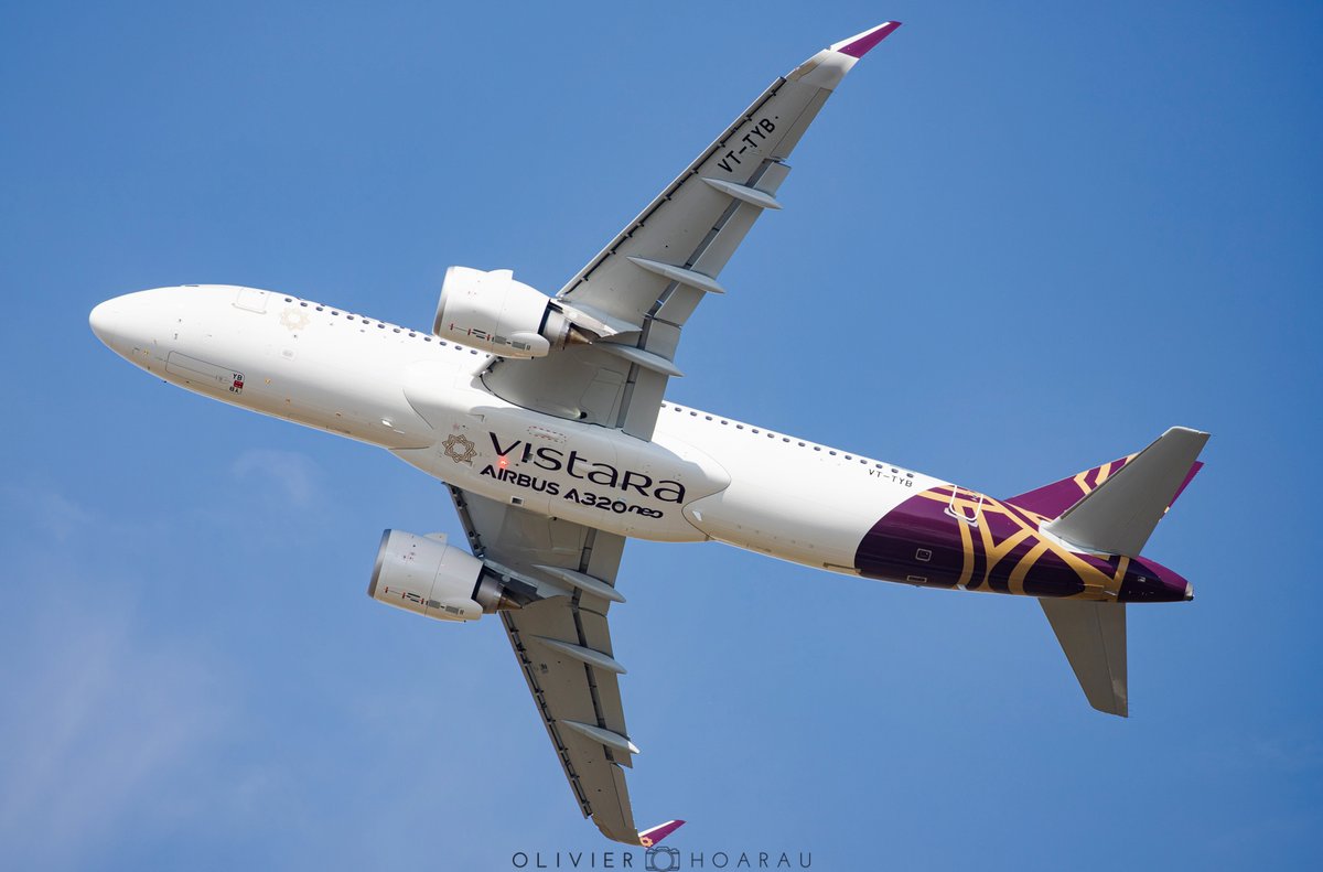 OlivierHoarau's tweet photo. 🇮🇳 Always a pleasure to see the delivery flight from @airvistara 😍 Here #VTTYB their last #A320Neo taking off from #Toulouse this afternoon✈️
#Avgeek #Aircraft #Vistara #Aircraft #ToulouseAirport https://t.co/8dOY8OZoHi