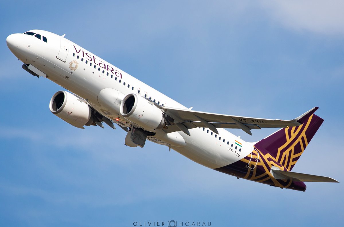 OlivierHoarau's tweet photo. 🇮🇳 Always a pleasure to see the delivery flight from @airvistara 😍 Here #VTTYB their last #A320Neo taking off from #Toulouse this afternoon✈️
#Avgeek #Aircraft #Vistara #Aircraft #ToulouseAirport https://t.co/8dOY8OZoHi