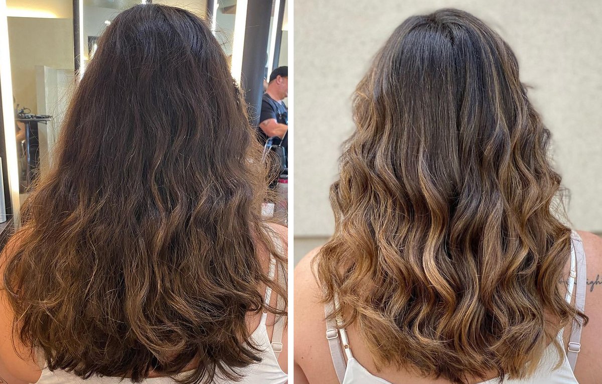 StudioSalonARL's tweet photo. Before &amp; After from Shirin – Full Balayage &amp; Cut #beforeandafter #beforeandafterhair #balayage #balayagehighlights #balayagehair #babylights #dmvhairstylist #dmvhair #dmvsalon #novasalon #haircolor #goldwellapprovedus #goldwellcolor #arlingtonva #shirlingtonvillage #shirlington https://t.co/Eb5C8Yllpk