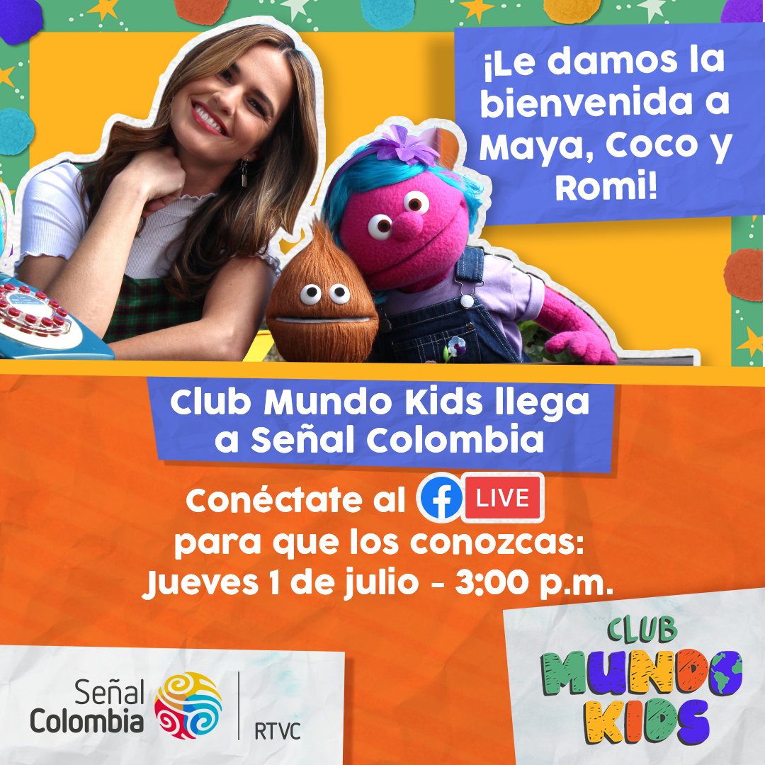 Llegó el día de conocer a <a href="/RominaPuga/">Romina Puga</a>, Maya y Coco  😮 porque muy pronto nos acompañarán en <a href="/SenalColombia/">Señal Colombia</a> 🚀
 
🔴Conéctate a las 3:00 p.m. por #FBLive de @RTVCCo y conoce todos los detalles junto a nuestro gerente @AlvarGarciaJ #ClubMundoKidsEnRTVC 👇🏽