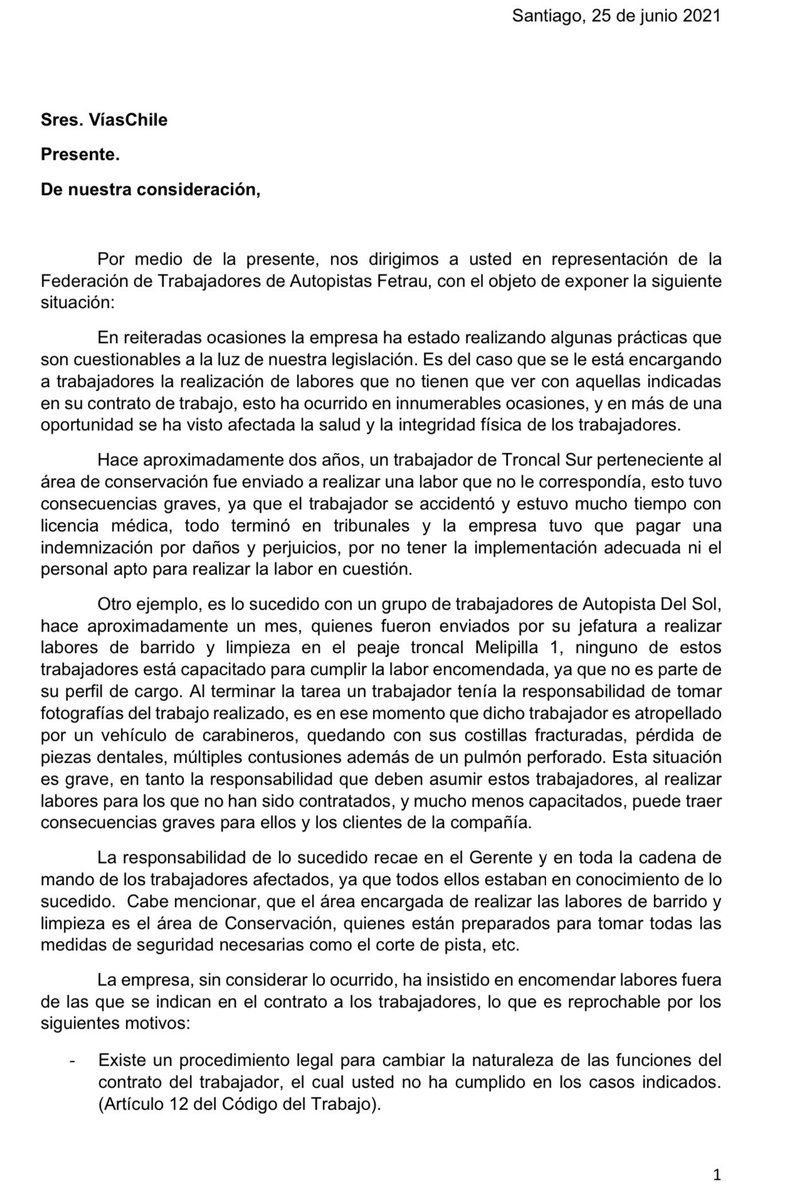 FETRAU1's tweet photo. Esperamos que se tomen las medidas necesarias @ViasChile https://t.co/XcygZnKZaz