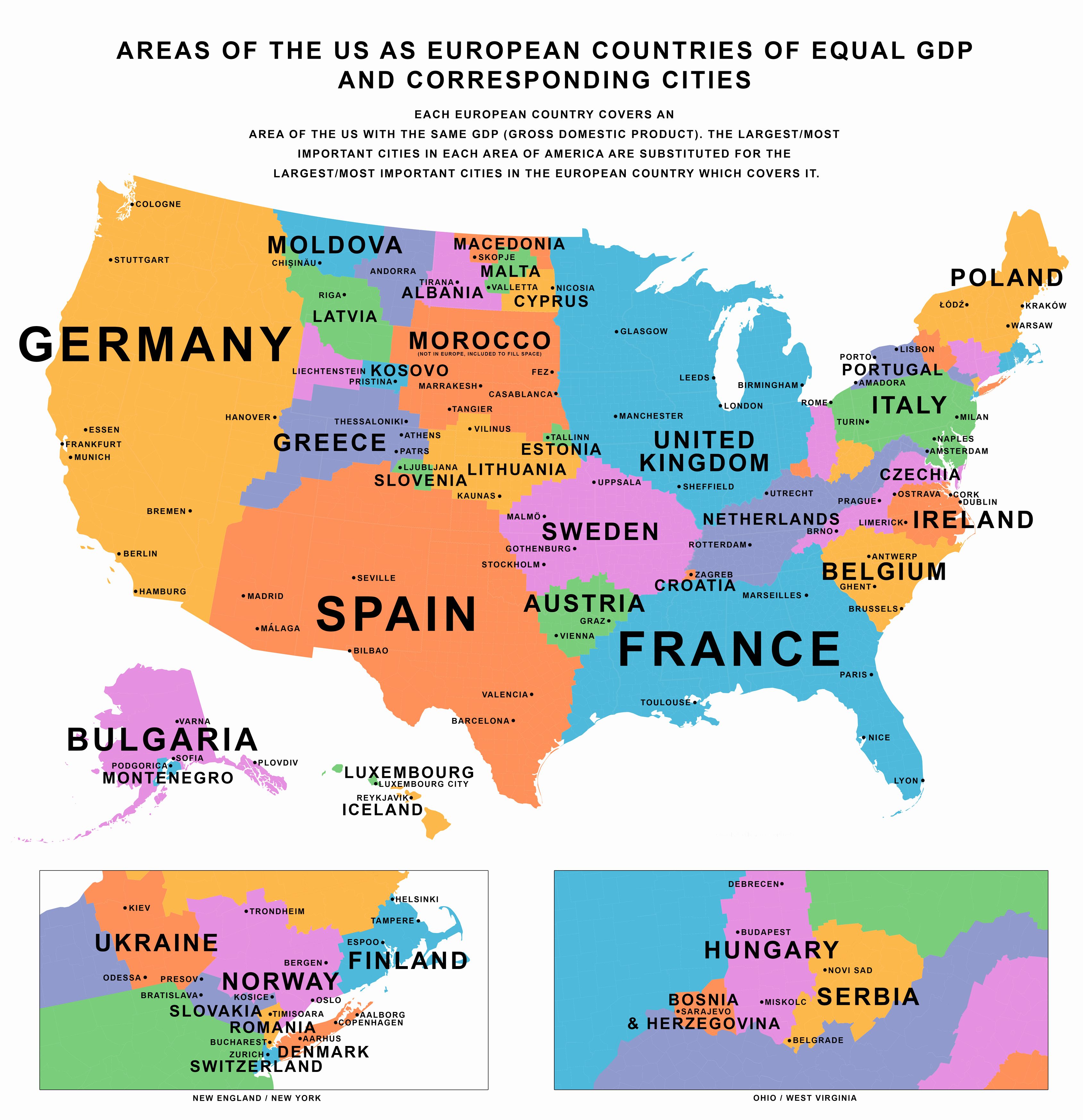 Us To Europe Map I Fucking Love Maps On Twitter: "Areas Of #Us Compared To Europe Countries  With Equal Gdp & Corresponding Cities Source: Https://T.co/Yaigihpodw  Https://T.co/Fkzva5Hiaw" / Twitter