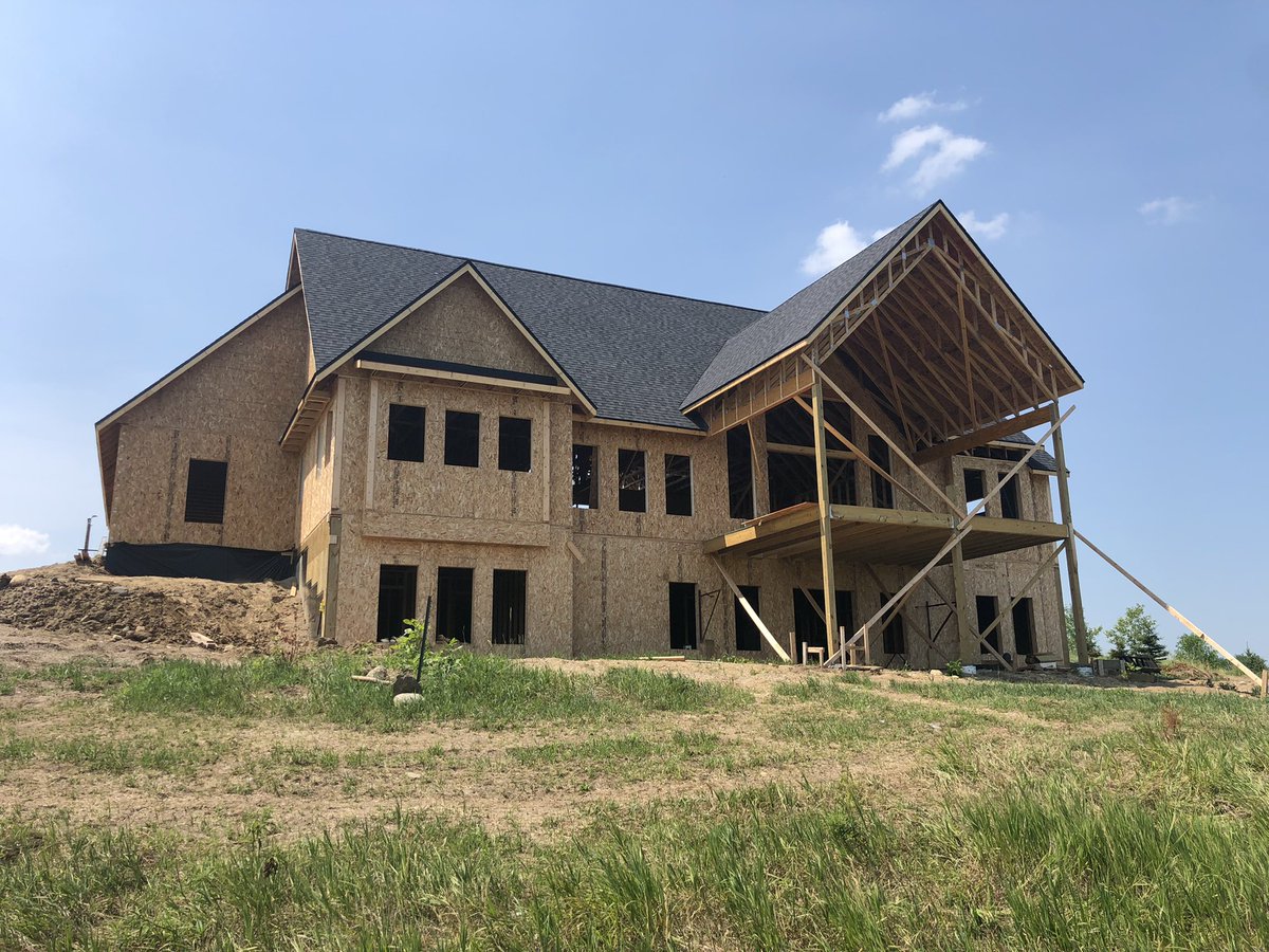 “A” team knocked this big new construction home out!  Only the standing seam accent metal roof sections left to do #heynbrothers