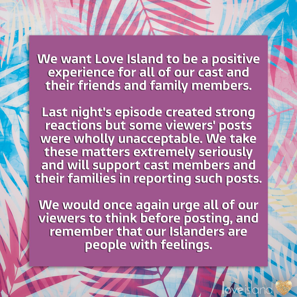 A message from #LoveIsland