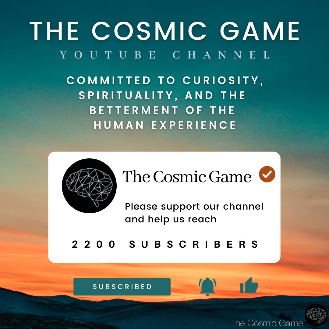 TheCosmicGame1's tweet photo. The Cosmic Game aims to bring positivity, insight, and education in our content. If you haven't seen our YouTube channel yet, we cover a variety of topics.
Please check it out and subscribe! https://t.co/uj6hc9qmcS
We appreciate your support!
#thecosmicgame #pleasesubscribe https://t.co/ar6MBrnvQd