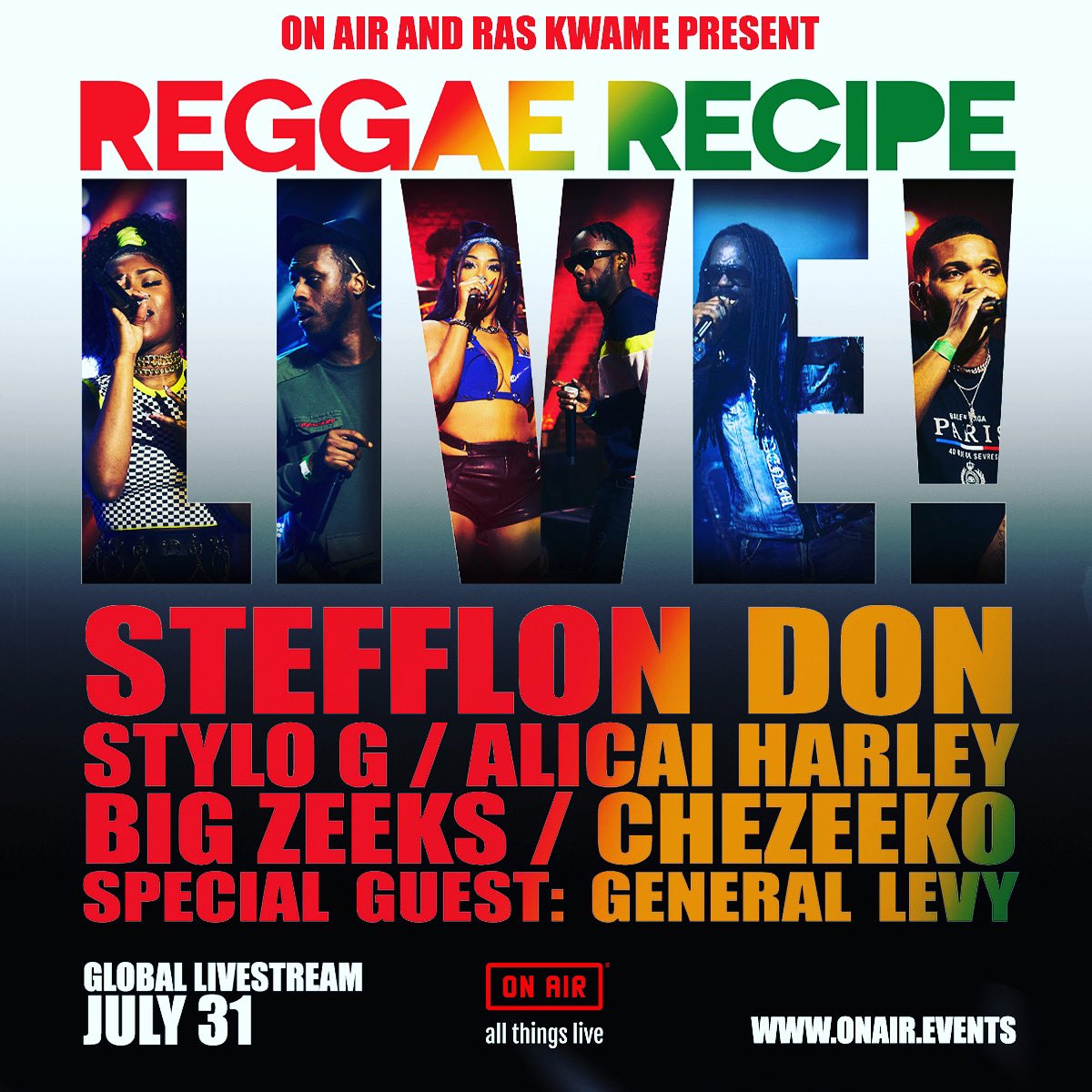 RASKWAME's tweet photo. Announcement! ๐๐๐พ๐พ๐
#ReggaeRecipeLive! #LiveStreamEvent @on_air_events ๐ฅ
@officialstylog
@alicaiharley
@bigzeeks
@chezeeko
@generallevy
@stefflondon
@McknastyMusic & #ReggaeRecipe full Live band!
https://t.co/CVdJMg7hop
Happy #InternationalReggaeDay ๐ฏ https://t.co/NjrsMf5kUH