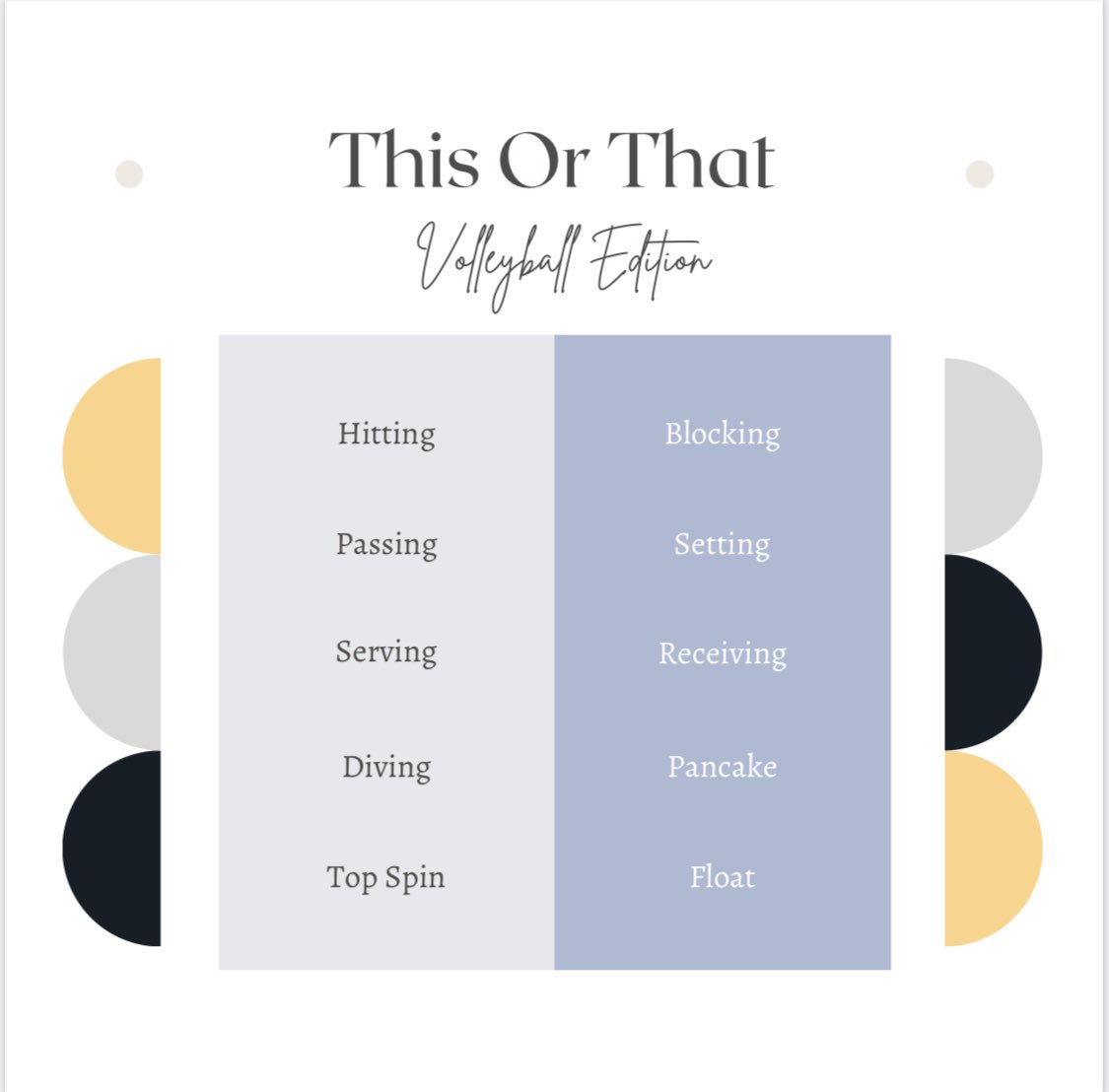 OFHSVB_'s tweet image. This or That ~ Volleyball Edition