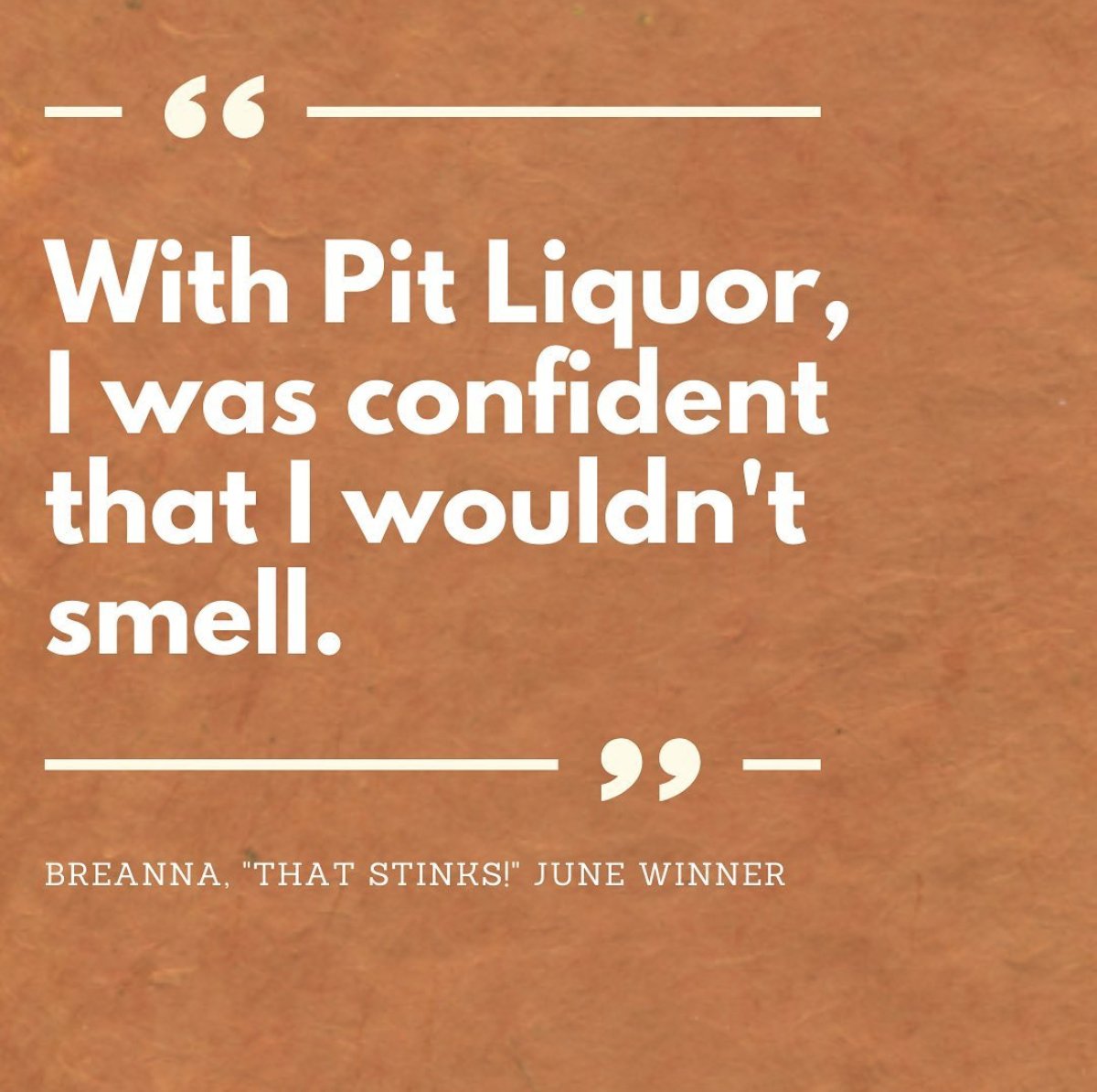 PitLiquor's tweet photo. Our #thatstinks winner Breanna Chrystal is confident and stink-free thanks to Pit Liquor! You can be too- order your best deodorant ever and submit your own “That Stinks!” story via our profile link. https://t.co/SOvJjibJyZ