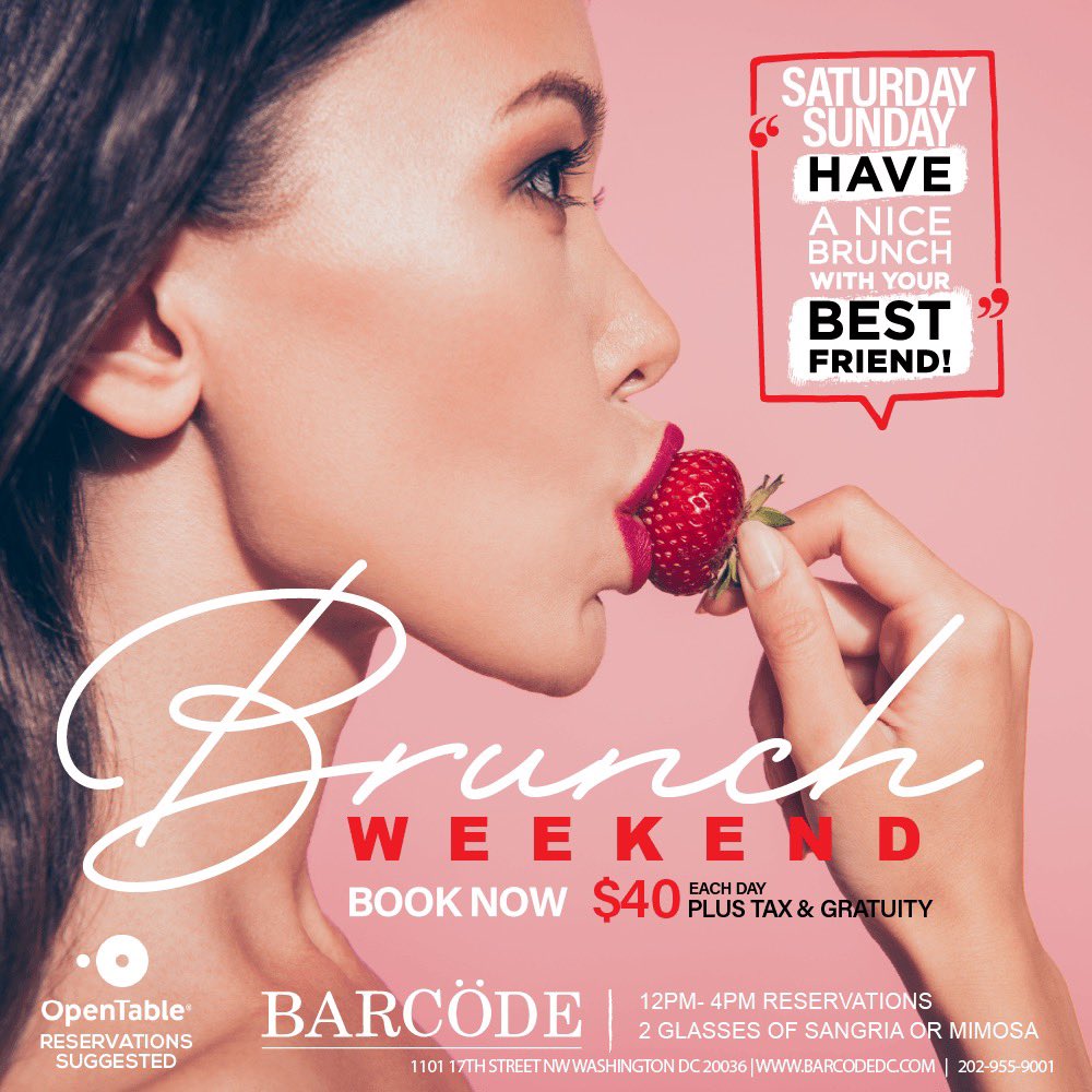 barcodedc's tweet image. July 4th weekend This Saturday/Sunday Brunch at Barcode . 12-4p. Reserve your table now via opentable.com/barcode  #brunch #independenceday #july4th #wdc #washingtondc #sundaybrunch #sundaybrunchday  @tazwube @tazevents @aspilller8