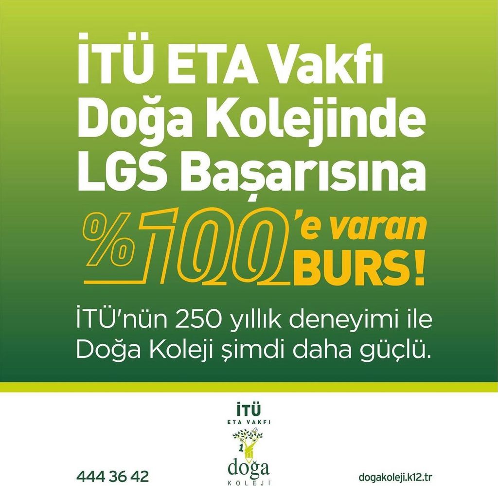 EtaAyd's tweet photo. İTÜ ETA Vakfı Doğa Kolejinde LGS Başarısına %100’e Varan Burs İmkânı!
Eğitimde İTÜ imzasıyla yenilikçi ekosistemimiz ve dünya standartlarındaki başarı anlayışımız ile lise kariyerin burada!
Bilgi ve başvuru için👇
https://t.co/zT3h1J4AfG  @aliaykut0909 @GungerHulya https://t.co/KYLyacdO3Y
