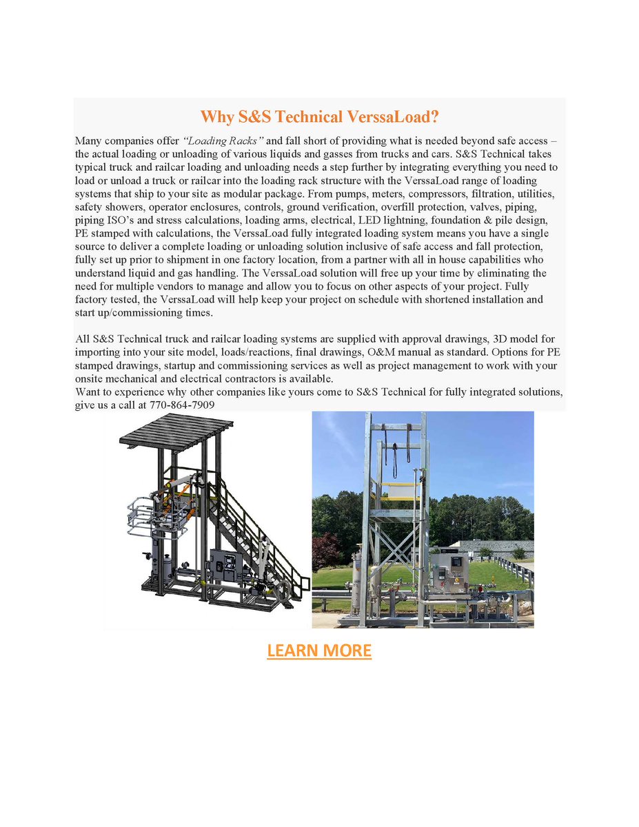 SSTechnical_inc's tweet image. When looking for “Loading Racks” the market falls short of providing what is needed beyond safe access – the actual loading or unloading of various liquids and gasses from trucks and cars. 
ore info - skidsolutions.com/truck-and-rail…

#verssaload #loadingrack #safeaccess