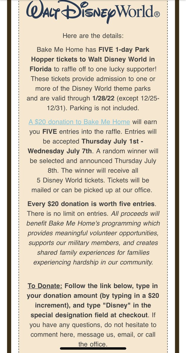 BakeMeHome's tweet photo. Disney World Ticket Raffle LIVE NOW! See the image below for details and visit https://t.co/hZf1gore2V to enter to win! https://t.co/peI0Pps1z9