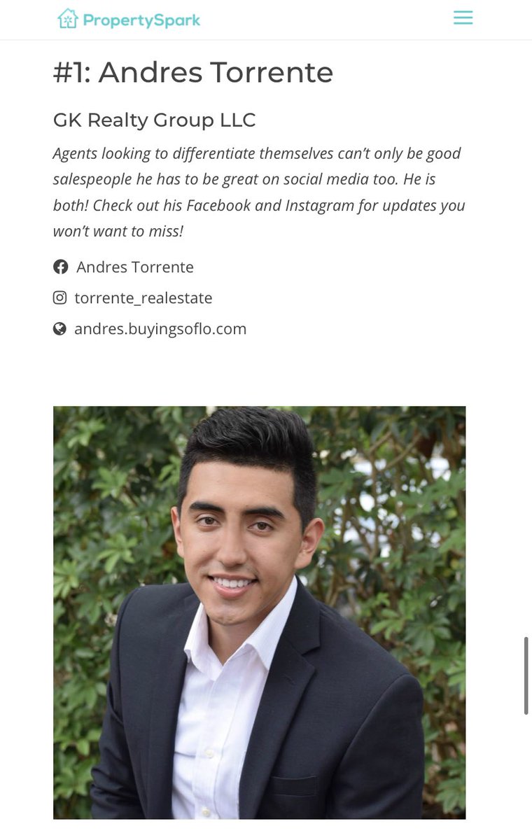 TorrenteAndres's tweet photo. Blessed 🙏🏽 Recognized by @mypropertyspark as the #1 Realtor on Social Media in #CoralSprings, FL 📍

Thank you guys for helping me to continue to grow my real estate business through social media 🙌🏽 https://t.co/GiIPxiljLG