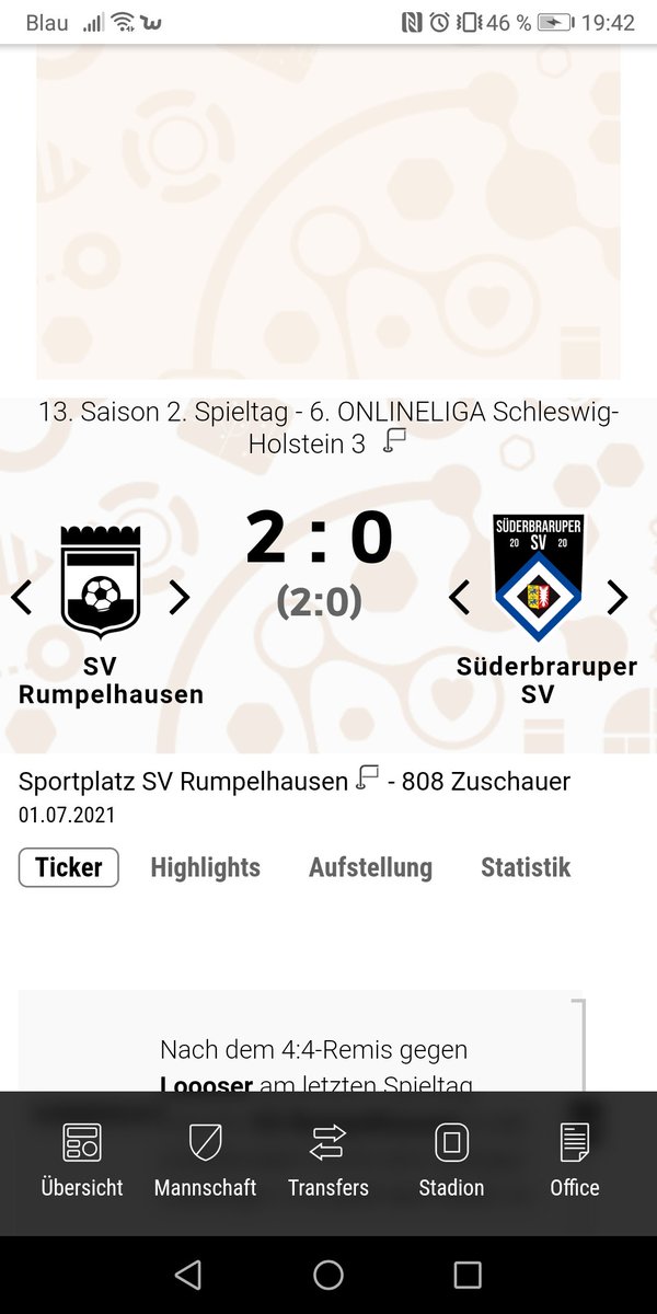 Am Ende müssen wir uns mit der Niederlage abfinden. Wir hatten einfach keinen Biss. Im nächsten Spiel muss jetzt mal was kommen. Unsere Elf ist allerdings auch noch nicht mit allen Stammspielern auf dem Feld.