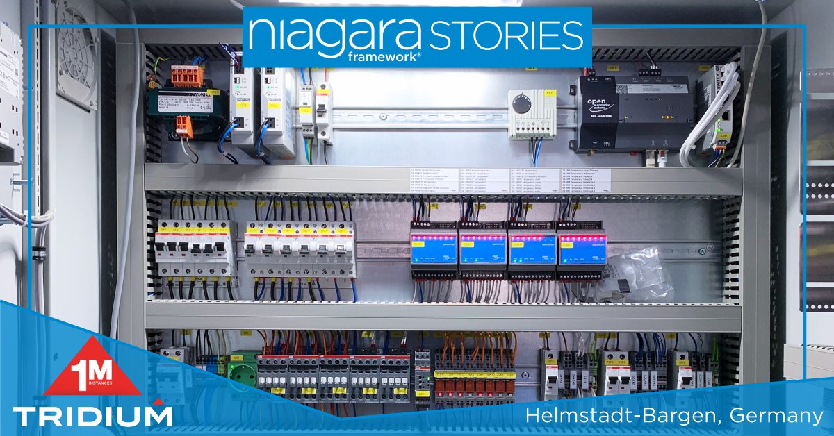 TridiumInc's tweet image. 1M INSTANCES OF NIAGARA! Installed to modernize the BMS at a sports and event center in Germany, this panel uses Niagara 4, JACE 8000s and I/O-fieldbus modules. Show us your panel and join in the celebration! tridium.com/us/en/1m-insta… #1MillionInstancesNiagara #NiagaraFramework