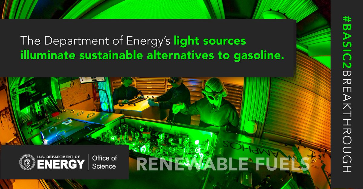 ENERGY's tweet image. To tackle climate change, gasoline use must ⬇️. Researchers used @doescience&apos;s powerful light sources to understand what chemical processes occur when biofuels run in engines - empowering this industry to make greener engines &amp;amp; fuels 🚘 bit.ly/3jys6mz #Basic2Breakthrough