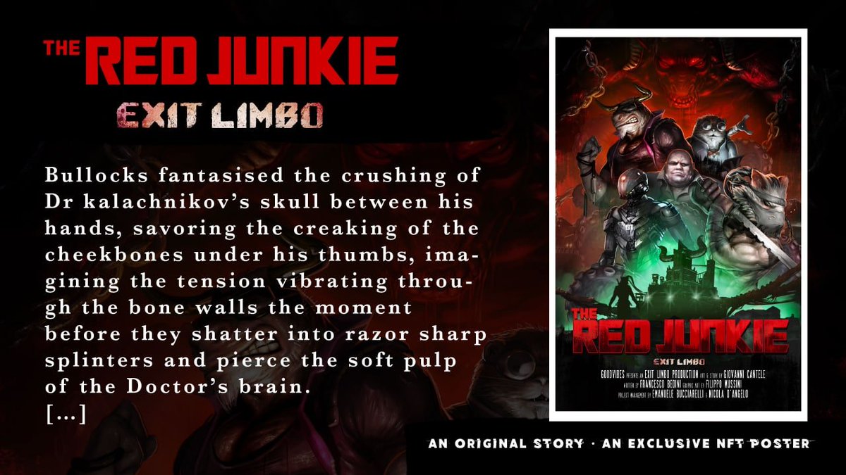 GVM and Exit Limbo Present : The Red Junkie
3748 NFTs + The Red Junkie Treasure of 25,000 WAX!
Start time: July 7th @ 18:00 UTC

The Red Junkie» story
exitlimbowax.medium.com/the-red-junkie…

Event info : 
goodvibesmining.com/events/red-jun…