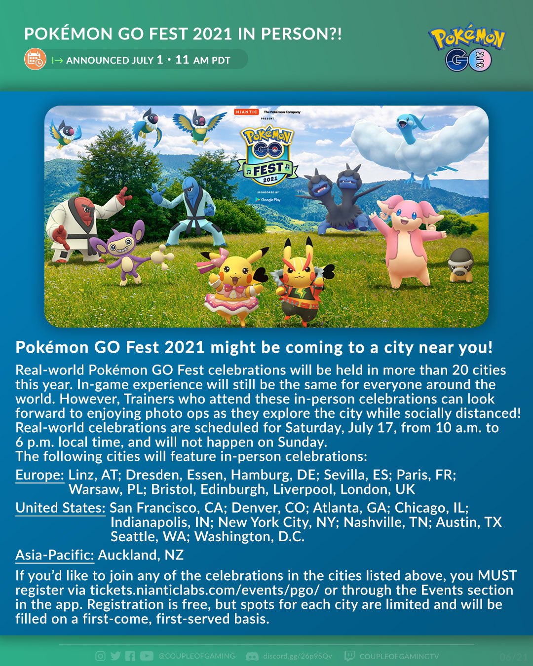 Pokémon GO Fest 2021 might be coming to a city near you!