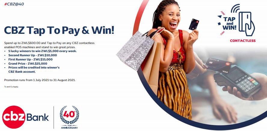 CBZHoldings's tweet photo. Great news Partners!

CBZ Tap to Pay and win Promotion runs from 01 July 2021 to 31 August 2021!
Don't miss out #WhyQToPay just Tap to Pay!

#StrengtheningPartnerships
#CBZCares

@263Chat @DailyNewsZim @NewsDayZimbabwe https://t.co/tlRzbi5DYH