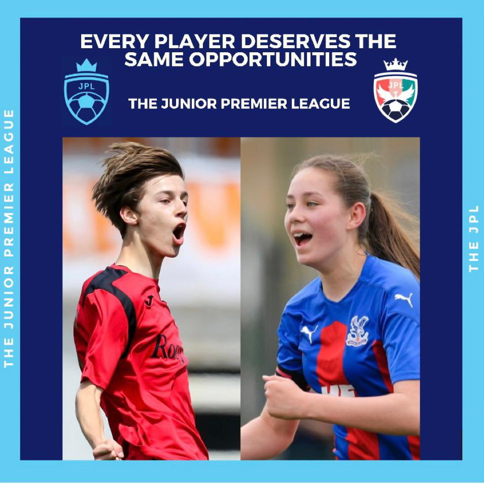 jnrpremleague's tweet photo. We passionately believe that everyone deserves to play football and enjoy the same opportunities regardless of gender 

No one should be stopped from choosing where to play https://t.co/9Zdj9cB4WL