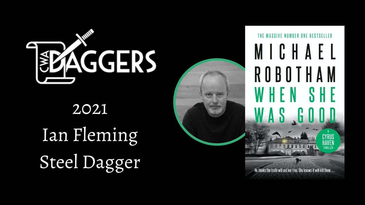 HachetteAus's tweet photo. Congratulations to @michaelrobotham for his #CWADaggers win! The Ian Fleming Steel Dagger is for thrillers, and this award adds to Michael's already substantial set of daggers including his two Gold Daggers! ⚔️

Read #WhenSheWasGood today: https://t.co/ascWaoTSX7 https://t.co/SyDUd7C4p0