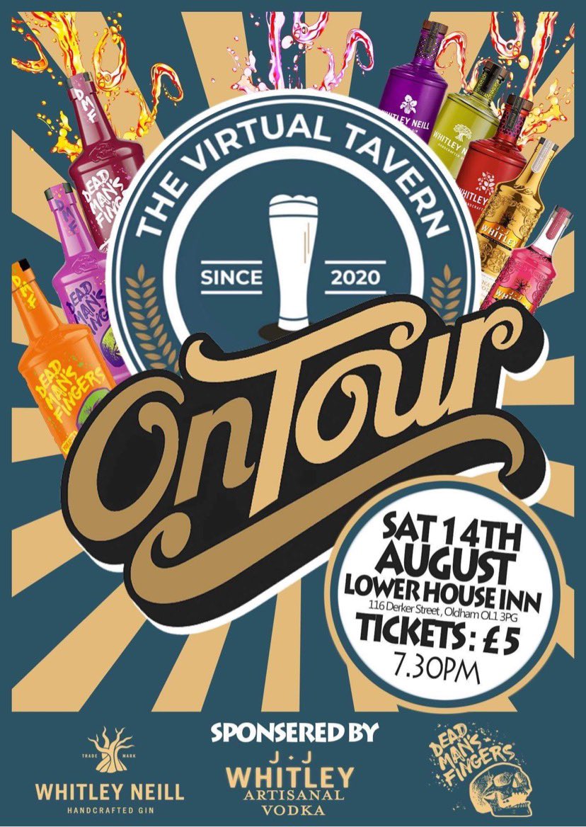 Oh it’s happening!!
The very first ‘Tavern on Tour’ event. 
Get your tickets at thevirtualtavern2020.com
PARTY!!!! 🎉🎉🎉🥳🥂🍾🍹🍺🍷

#tavernontour #lowerhouse #whitleyneill #whitleyneillgin #deadmansfingers #jjwhitleyvodka #party #ontour #virtualtavern #virtualtavern2020
