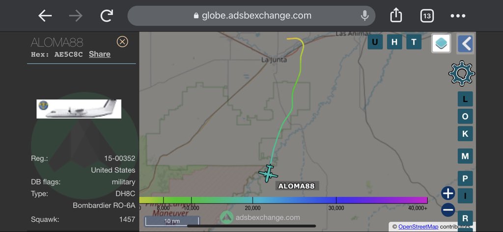 TheSnoopySnoop's tweet photo. #ALOMA88 #RO6A 15-00352 airborne from #LaJunta #haveglass #planespotting #AvGeek #milair https://t.co/kwoSEtFyPK