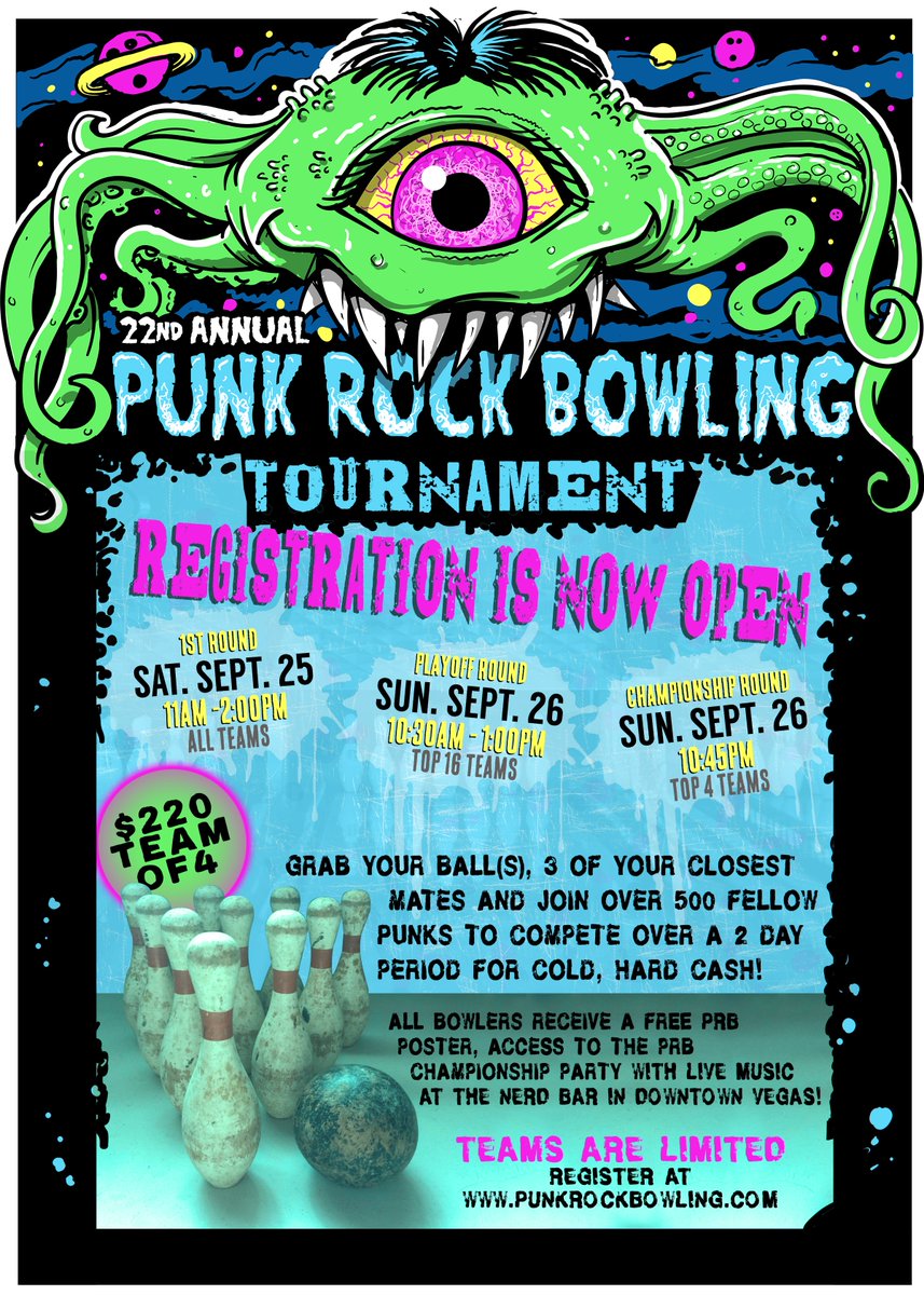 We are stoked to (finally!) announce the #Bowling Championship Rounds have been moved to Downtown at The Nerd Bar (along a few other changes!). Head over to our bowling page for all the details and register your team today!
punkrockbowling.com/bowling/