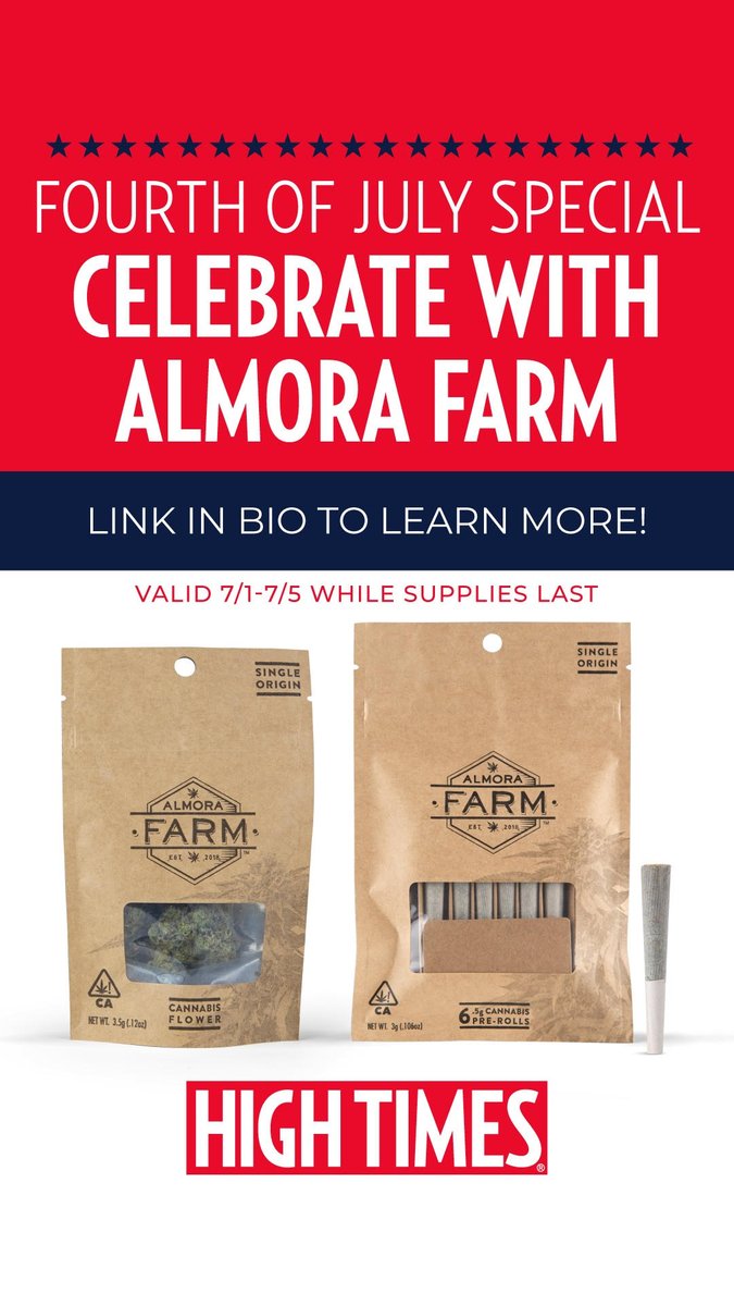 HighTimes510's tweet photo. Celebrate #theFourth with @almorafarm! 
Get a special deal when you shop 07/01-07/05

Follow the link in bio to learn more (menu link in bio)

#letthehightimesroll #hightimes #oakland #almorafarm #bananadream #eighth #forbiddenzkittles #6pack #almorafarms #bayarea #eastoakland https://t.co/Ok7ZhCkTcR