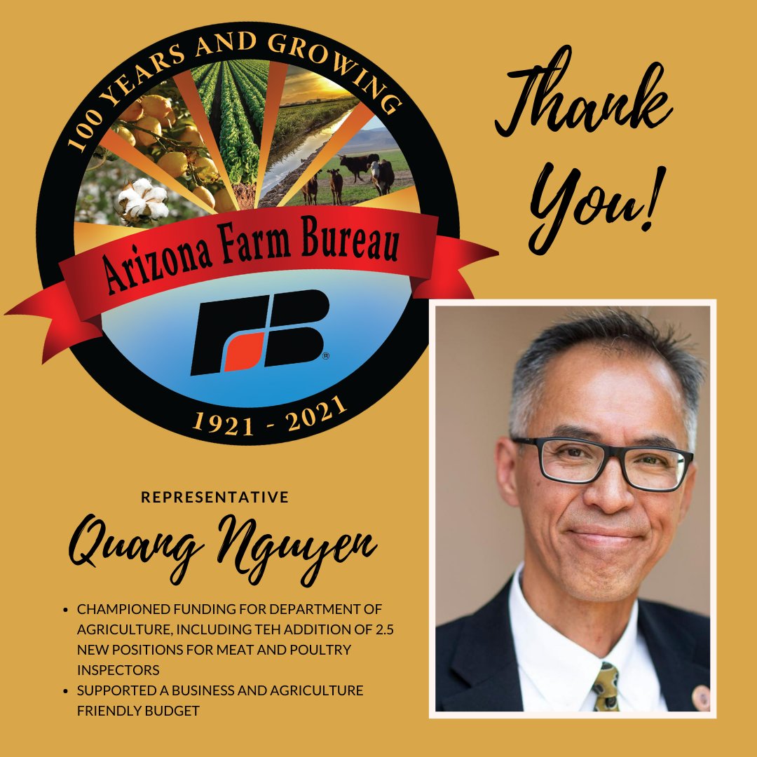 Cottonaggie's tweet photo. #ThankYou! RT @azfb: Thank you to @QuangNguyenAZ for your support this legislative session! From all of us at #AZFB, thank you for supporting strong agriculture for a prosperous Arizona. https://t.co/Iejv1AkkMJ