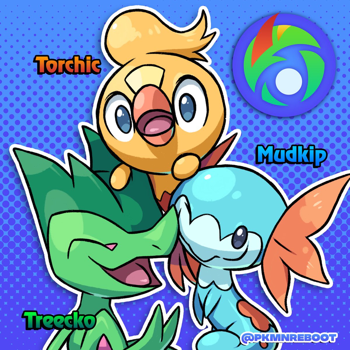 THE HOENN REBOOT IS HERE. 🔥 Meet your new versions of Treecko, Torchic and  Mudkip. 📷: https://t.co/NFNSxFjtcy #fakemon #pokemon #hoenn #pokemonreboot  #anipoke, image size:1200x1200