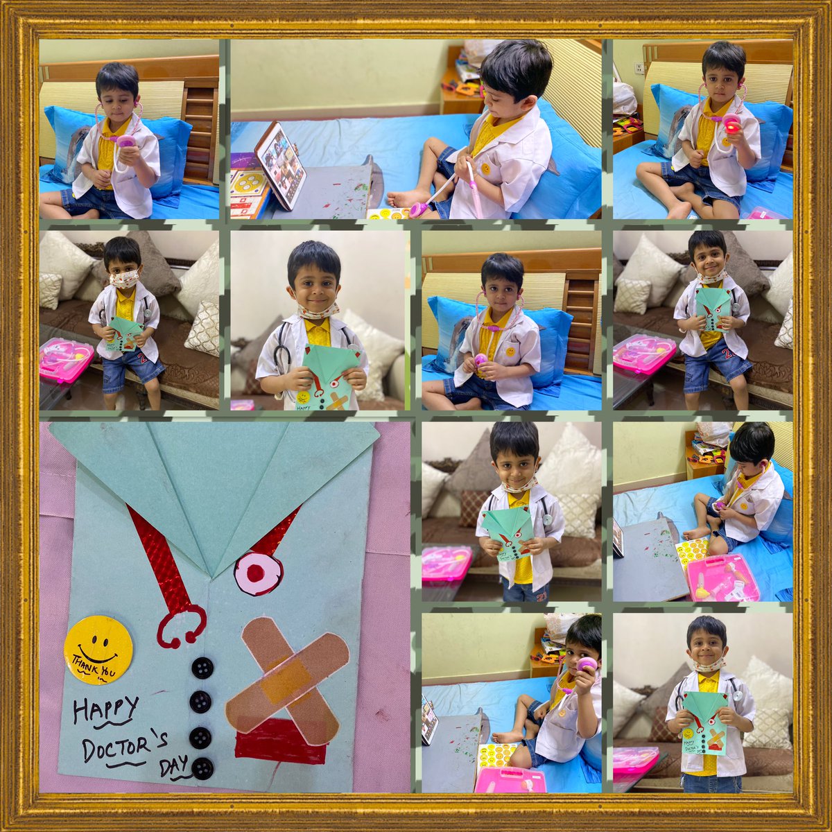 AanavguptaN's tweet photo. “Doctors are one of the most inspiring figures of the society and their efforts should be celebrated everyday! “ #DoctorsDay2021 #ThankYouDoctors 🧑‍⚕️👩‍⚕️ celebration in school through online classes #littledoctor @ashokkp @y_sanjay @ShandilyaPooja @TanuMathur10 @DeeptiChopra7 https://t.co/skDAlEJF58