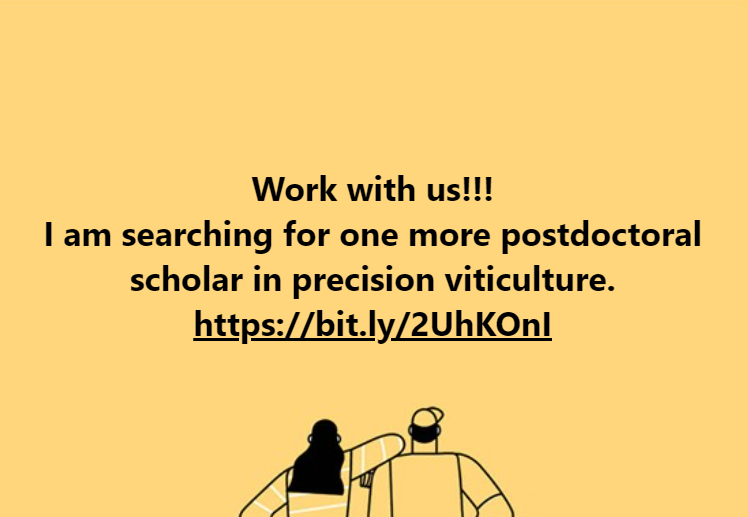 vinefiction's tweet photo. 📣Work with us!!! I am searching for one more postdoctoral scholar in precision viticulture. Offer here: https://t.co/Ih0xeDSbPv https://t.co/p0JNgMG8EX
