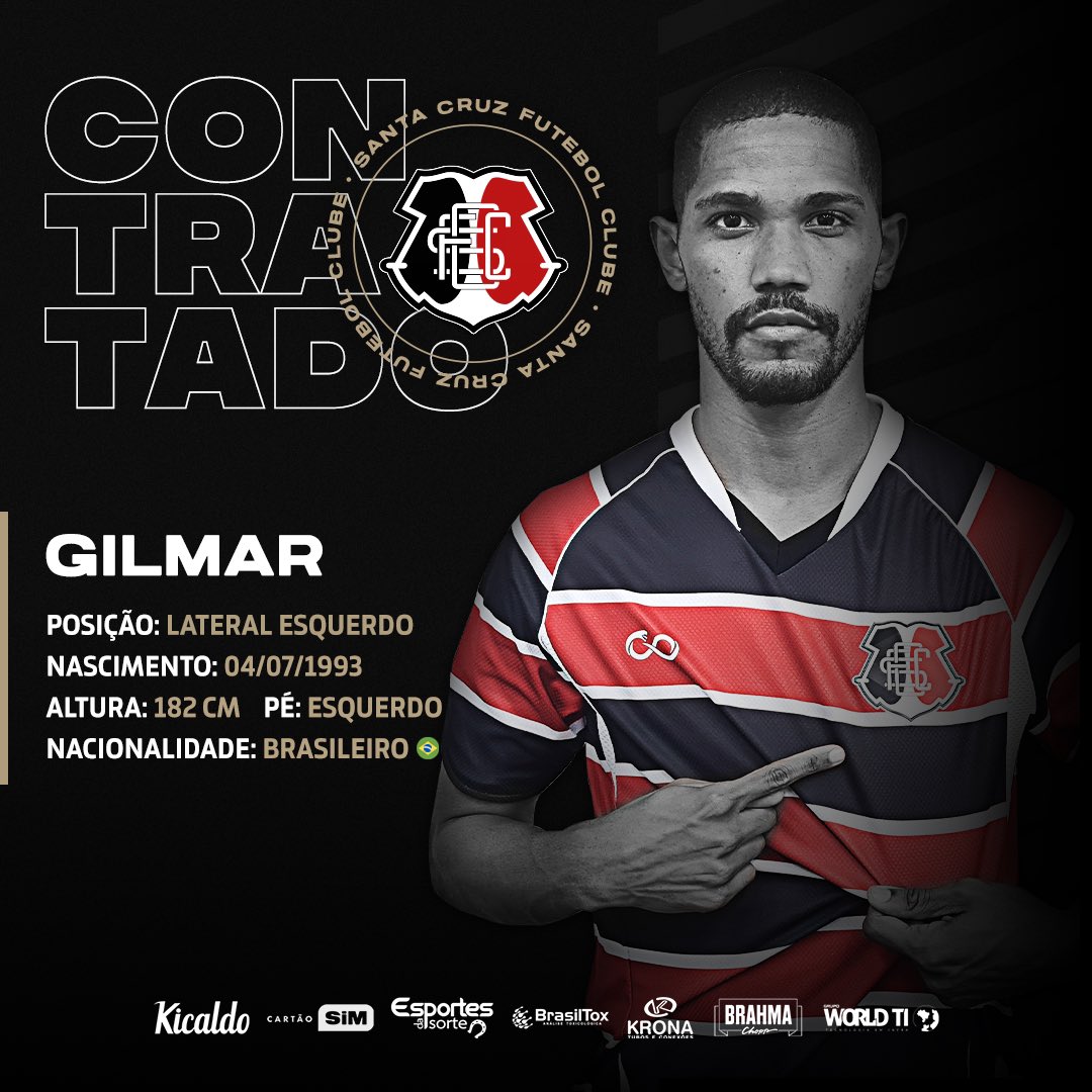 SantaCruzFC's tweet photo. #Assinou | O lateral-esquerdo Gilmar é o novo contratado do Santa Cruz! Seja bem-vindo! ⚫⚪🔴📄✍️ #AvanteSanta https://t.co/fl8nGb8mWM