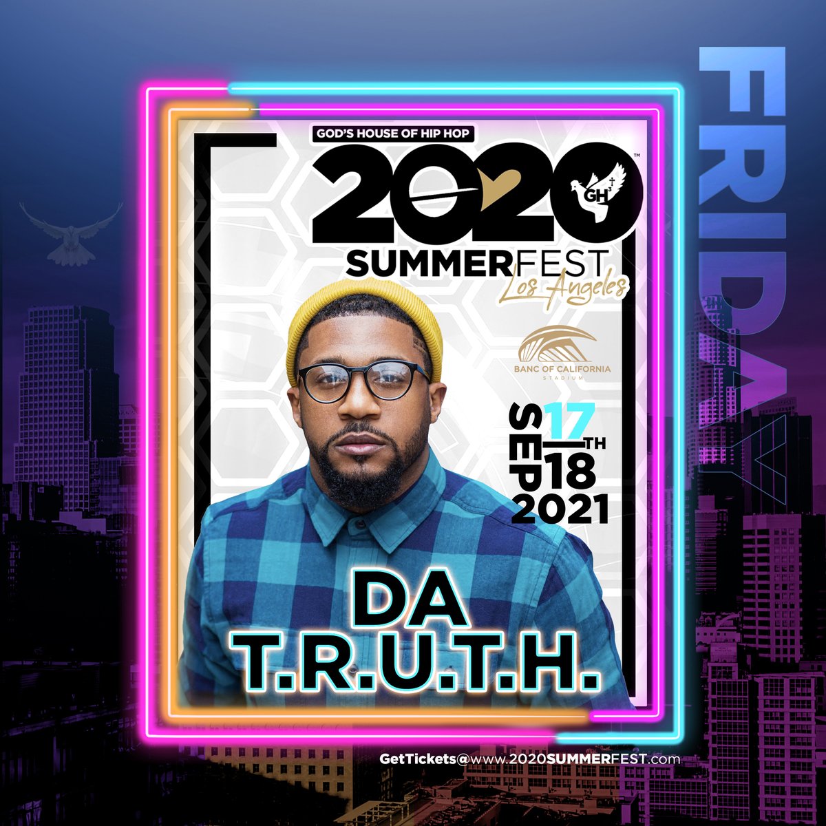#JustAnnounced
Da T.R.U.T.H. - @datruthonduty #PERFORM #LIVE
“God’s House of Hip Hop 20/20 Summer Fest”
In Los Angeles, CA 
@BancStadium 
 
#UnitingTheFans #youthpastor🙏🏾 

Get tickets @ 
on.2020summerfest.com/trk/datruth 
<a href="/SpecNews1SoCal/">Spectrum News 1 SoCal</a> #rapzilla #reachrecords #CHH #music #festival