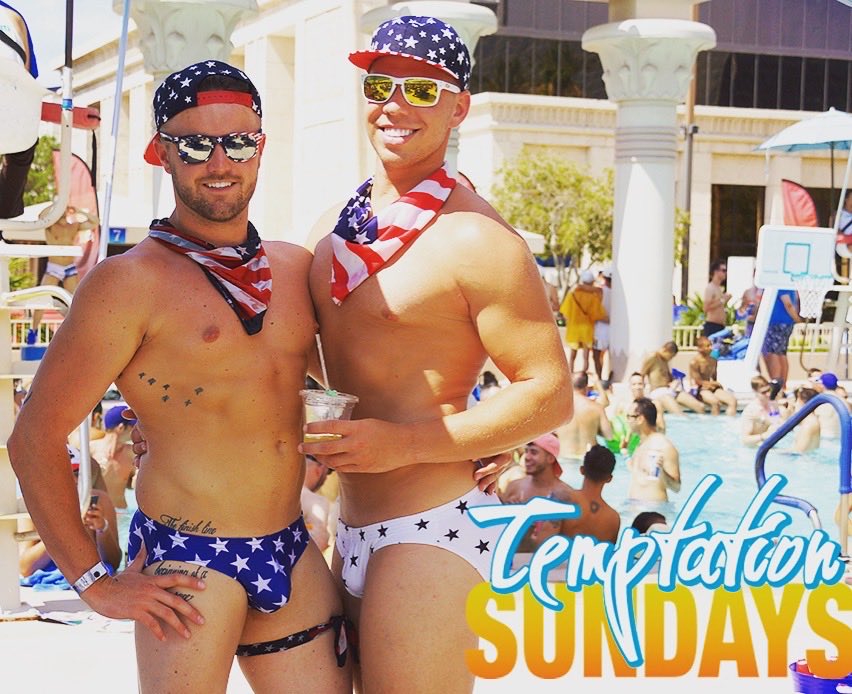 PoolPartyVegas's tweet photo. Let’s get ready to celebrate the RED. WHITE &amp; BLUE on July 4th at #TemptationSundays with @nakedboynews and @morningstarDJ. #GayVegas https://t.co/tlPEgt0ZFC https://t.co/fNoJqtd83W