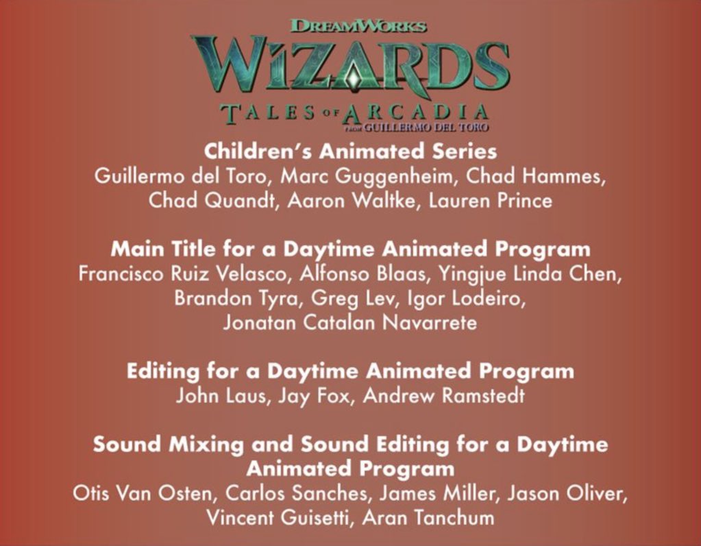 YingjueChen's tweet image. I don’t know how this happened but I’m nominated for an Emmy😭😭😭 with the amazing design and lighting team led by @AlfonsoBlaas and Francisco Ruiz Velasco ! It was such a group effort!!! #wizards #talesofarcadia