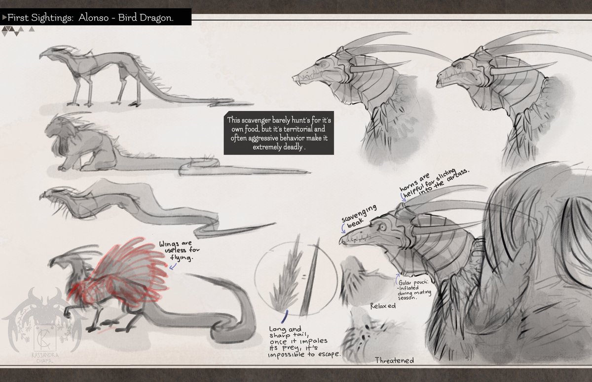 Various pre-conception sketches of Alonso, the speared menace (Page 5/5)

✨What a ride! Thank you guys for sticking around in the process ✨
#creaturedesign #MonsterHunter #モンスターハンター #キャラクターデザイン 