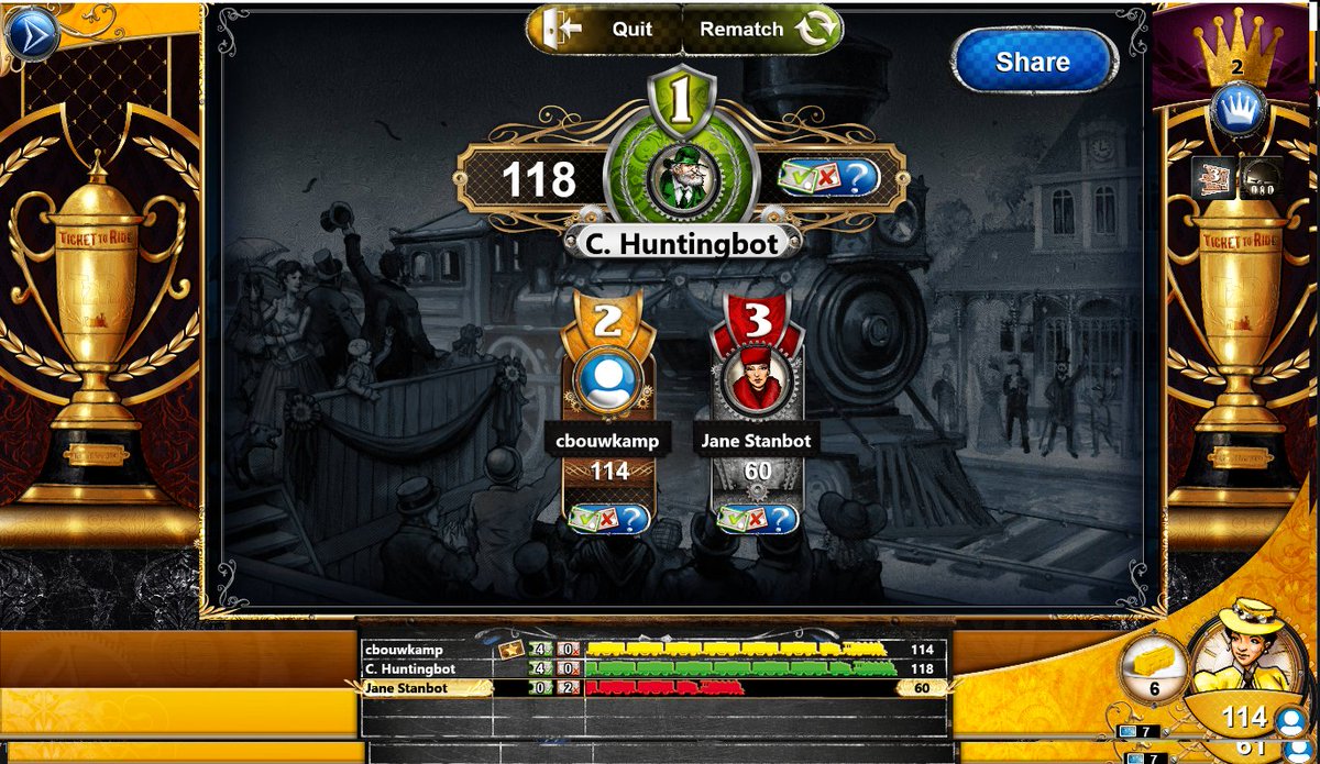 cbouwkamp's tweet photo. Ticket to ride on the PC is way more difficult than playing against the people I normally do. #TTRFamily https://t.co/2FJMcv3Kpx